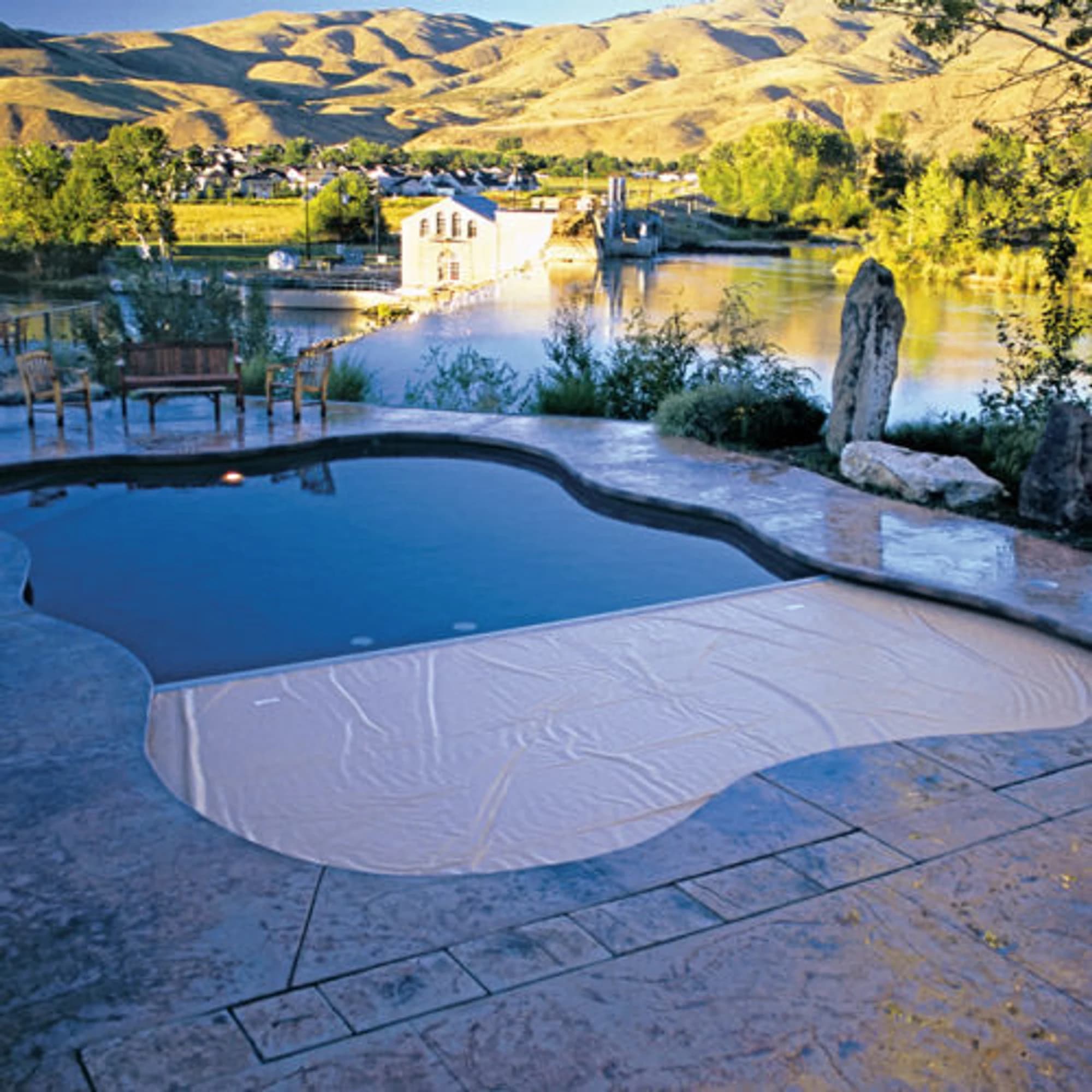 Priority Pool Cover system on an in-ground pool